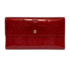 良品 LOUIS VUITTON ルイヴィトン モノグラムヴェルニ ポルトトレゾール インターナショナル 三つ折り長財布 M91165 ルージュ レディース 古着 中古 USED