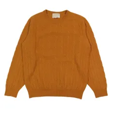 美品 BEAUTY＆YOUTH ビューティーアンドユース カシミヤ100% 長袖 ケーブルニット セーター プルオーバー トップス L オレンジ メンズ 古着 中古 USED