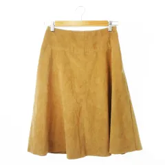 ローズバッド ROSE BUD スカート フェイクスエード フレア ひざ丈 切替 人工皮革 F 茶 ブラウン /CK28