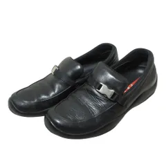 良品 PRADA SPORT プラダスポーツ レザー スリッポンシューズ ローファー 35.5 約22.5cm ブラック レディース 古着 中古 USED