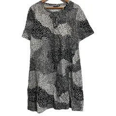 美品 marimekko マリメッコ TUULI ワンピース サイズM ブラック×ホワイト レディース 古着 中古 USED