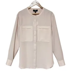 未使用 Theory セオリー UTL SHIRT B ウォッシャブル バンドカラーシャツ ブラウス S ピンク レディース 古着 中古 USED
