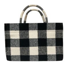 美品 TSURU by Mariko Oikawa ツルバイマリコオイカワ Aimee ギンガムチェック ハンドバッグ ブラック ホワイト レディース 古着 中古 USED