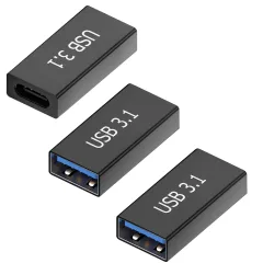 USB-C メス to USB-A メス 変換アダプタ 3個入り USB3.1 10Gbps高速データ転 アダプター Type-C メス - Type-A メス 中継アダプタ USB3.1 Gen2 変換コネクタ 5A急速充電 タイプC タイプA 3 ...