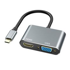 USB Type C to HDMI VGA 어댑터,Vilcome 2 in 1 Thunderbolt 3 to VGA HDMI 4K UHD 컨버터 어댑터 MacBook/MacBook Air 13inch 2018/iPad Pr ...