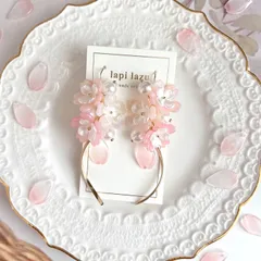 春色 3色ピンク桜×パール《ピアス/イヤリング》