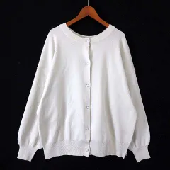 ディスコート Discoat カーディガン 前後 2Way ニット ドロップショルダー ボリューム袖 長袖 L オフ白 アイボリー