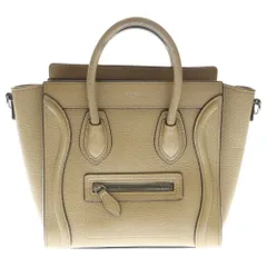 CELINE (セリーヌ) ラゲージ ナノショッパー トートバッグ ミニバッグ ハンドバッグ ベージュ レザー シルバー金具