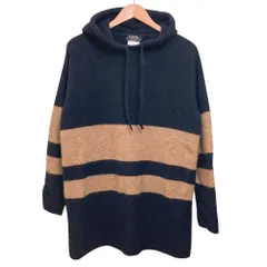 美品 S Max Mara エスマックスマーラ バイカラー モヘヤ ニットパーカー サイズM ネイビー ブラウン レディース 古着 中古 USED