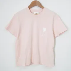良品 AMI PARIS アミパリス ハート刺繍 ショートスリーブ Tシャツ Sサイズ ライトピンク レディース 古着 中古 USED