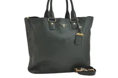 PRADA プラダ レザー 2Way ショルダー クロスボディ ハンドトートバッグ グリーン 5172N