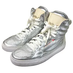 良品 DIESEL ディーゼル ハイカットスニーカー サイズ25.5cm シルバー メンズ 古着 中古 USED