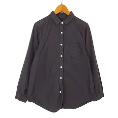 サンバレー SUN VALLEY シャツ ブラウス ギャザー コットン 長袖 M ダークブラウン