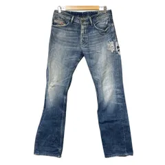 美品 DIESEL ディーゼル WAYKEE レギュラー ストレート ダメージ加工 デニムパンツ ジーンズ サイズ30 ブルー メンズ 古着 中古 USED