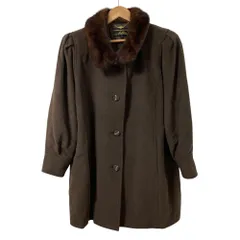Leilian レリアン ウール カシミヤブレンド ミンクファー コート サイズ11 ブラウン レディース 古着 中古 USED