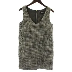 ジルスチュアート JILL STUART ワンピース ウール ノースリーブ ひざ丈 Vネック S 黒 ブラック 白 ホワイト /XZ ■GY60