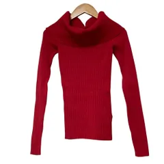 美品 24SS eimy istoire エイミーイストワール オフショルリブニットトップス サイズF レッド レディース 古着 中古 USED