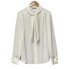 美品 theory luxe セオリーリュクス ロングスリーブ ボウタイ ブラウス シャツ サイズ38 ホワイト レディース 古着 中古 USED