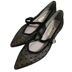 美品 DIANA ダイアナ ドット メッシュ ポインテッドトゥ メリージェーン パンプス 24cm ブラック レディース 古着 中古 USED