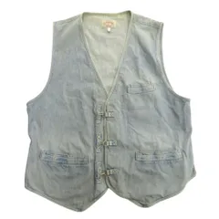 良品 ARMANI JEANS アルマーニ ジーンズ 80's 90's デッキ デニム ベスト フック オールド ヴィンテージ アーカイブ I54 インディゴ メンズ 古着 中古 USED