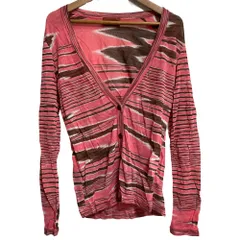 美品 MISSONI ミッソーニ レーヨンニットカーディガン サイズ38 ピンク レディース 古着 中古 USED