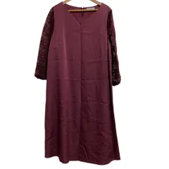 美品 23区 レーススリーブ ワンピース 大きいサイズ44 ボルドー レディース 古着 中古 USED