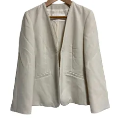 美品 Ballsey TOMORROWLAND ボールジー トゥモローランド ノーカラージャケット サイズ34 ベージュ レディース 古着 中古 USED