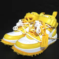 美品 Off-White×Nike オフホワイト Air Force 1 Mid SP LTHR White and Varsity Maize スニーカー DR0500-101 23cm イエロー レディース 古着 中古 USED