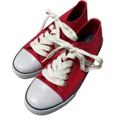 美品 POLO RALPH LAUREN ポロラルフローレン ローカット キャンバススニーカー サイズ24cm レッド レディース 古着 中古 USED