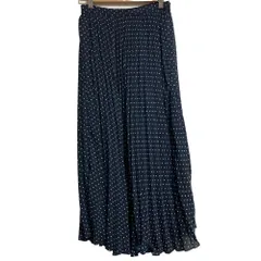 美品 B:MING by BEAMS ビーミングバイビームス ドット ロング プリーツスカート サイズM ネイビー レディース 古着 中古 USED