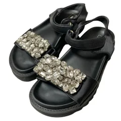 美品 ODETTE E ODILE オデットエオディール ビジュー ストラップサンダル 23.5cm ブラック レディース 古着 中古 USED