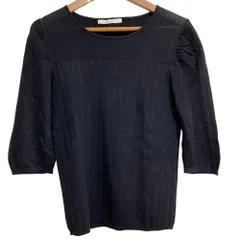 美品 ANAYI アナイ シアー切替 ハーフスリーブ プルオーバー ニット カットソー サイズ38 ブラック レディース 古着 中古 USED