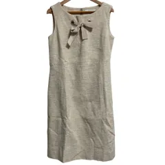 美品 MissJ ミスジェイ ツイードリボン ノースリーブワンピース サイズ38 ベージュ レディース 古着 中古 USED