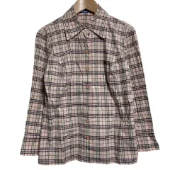 美品 BURBERRY BLUE LABEL バーバリーブルーレーベル チェック長袖シャツ ブラウス サイズ38 ピンク レディース 古着 中古 USED