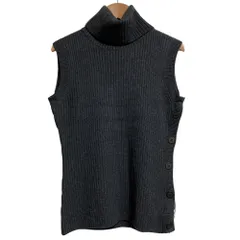 美品 BURBERRY バーバリー ノースリーブ タートルネック リブニットセーター サイズ2 チャコールグレー レディース 古着 中古 USED