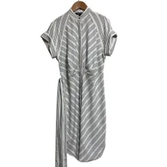 美品 LAUREN RALPH LAUREN ローレンラルフローレン ストライプ ワンピース ホワイト サイズ4P ブラック レディース 古着 中古 USED