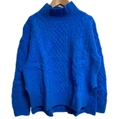 美品 green label relaxing グリーンレーベルリラクシング HAMILTON ハミルトン アラン ハイネック プルオーバー ニット ブルー レディース 古着 中古 USED