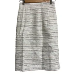 美品 ANAYI アナイ ツイードボーダー タイトスカート サイズ36 ホワイト レディース 古着 中古 USED