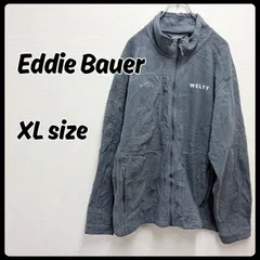 Eddie Bauer フルジップ ジャケット アウター フリースジャケット XLサイズ 企業ロゴ グレー 古着 エディーバウアー