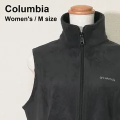 Columbia（コロンビア）フリースベスト ブラック Mサイズ ジップアップ ワンポイントロゴ アウトドア キャンプ 防寒 ベトナム製 古着