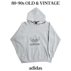 古着 80s~90s adidas Logo Pullover Hoodie made in USA アディダス トレフォイル ロゴ パーカー フード グレー XL 当時物 ヴィンテージ ビンテージ 80年代 90年代 万国旗 アメリカ製