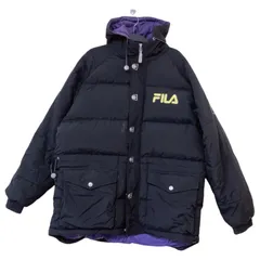  FILA フィラ　ダウンジャケット　フーディー　黒　ブラック　メンズLサイズ　軽量　防寒　オシャレ【Z1780】
