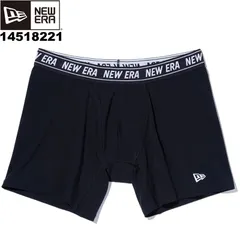 NEW ERA ニューエラ 14518221 ボクサーパンツロング ブラック ニューエラアンダーウェア ストレッチパンツ メンズ下着 前開きパンツ ニューエラ14518221 ニューエラフラッグロゴ ワンポイントロゴ ロゴデザイン おしゃれ下着 インナー 新品のサムネイル