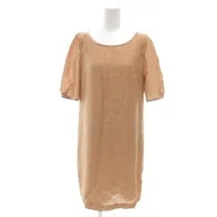 アンタイトル UNTITLED 美品 ワンピース 2 茶 ブラウン 総柄 ラウンドネック 半袖 ひざ丈  /SJ ■GY60