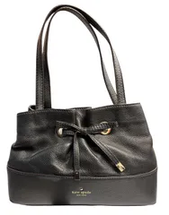 kate spade NEW YORK ケイトスペード　レザーハンドバッグ　リボンモチーフ　ブラック 　Z0A01