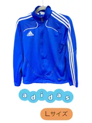 adidas　メンズ　ジャージ上着　ブルー　Lサイズ　小さめ　擦り傷あり　スポーティー　春秋　U-806
