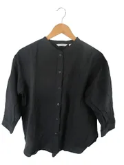 ユニクロ UNIQLO カットソー シャツ バンドカラー 五分袖 無地 ブラック サイズL QQQ