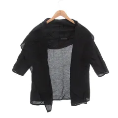 ミズイロインド mizuiro ind カーディガン 黒 ブラック リネン混 変形 オープンフロント 七分袖 /NU ■GY60