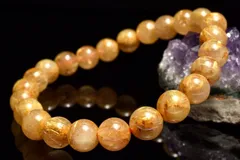 【１点物】黄金の輝き タイチンルチルクォーツ　7.5mm　ブレスレット パワーストーン 天然石 _MC5255