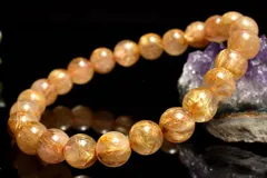 【１点物】黄金の輝き タイチンルチルクォーツ　7.5mm　ブレスレット パワーストーン 天然石 _MC5258
